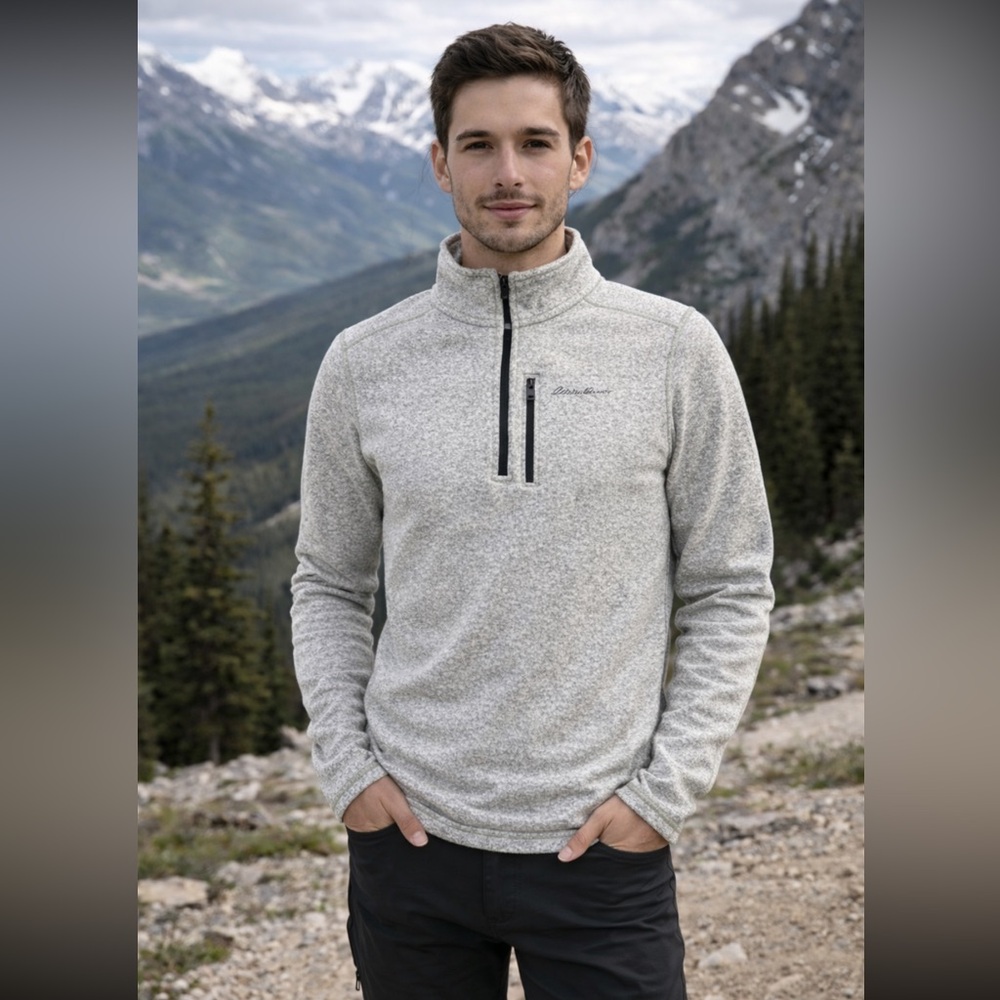 Eddie Bauer 1/2 Zip Sweater Pullover Gray Size Small Golf Athletic Fall - Picture 3 of 16